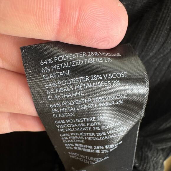 Maeve By Anthropologie Black Gold Shimmer V-Neck Light Button Up Cardi Size XS - Picture 5 of 6